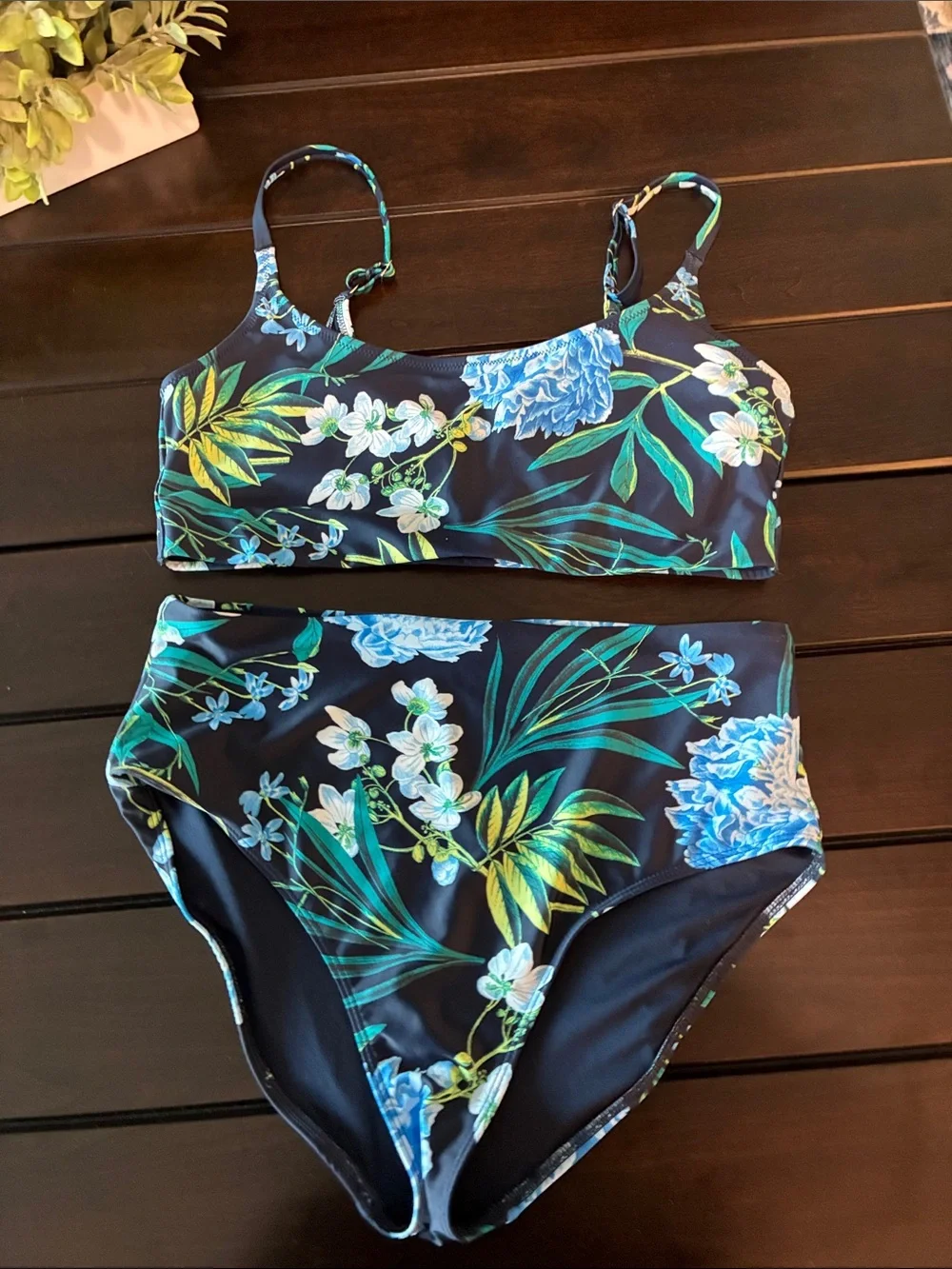Navy Floral Two-Piece Bikini Set